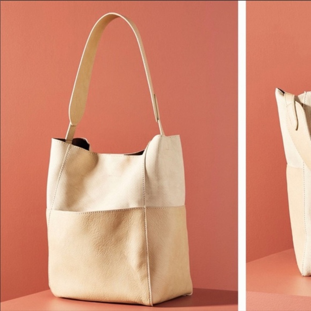 Anthropologie Slouchy Bucket Bag w/ Cosmetic Pouch